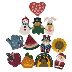 Vintage Wooden Holiday Interchangeable Pieces 12 Piece Set